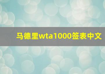 马德里wta1000签表中文