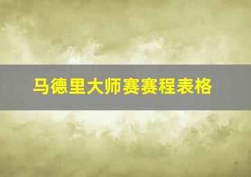 马德里大师赛赛程表格