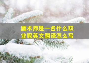 魔术师是一名什么职业呢英文翻译怎么写