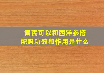 黄芪可以和西洋参搭配吗功效和作用是什么