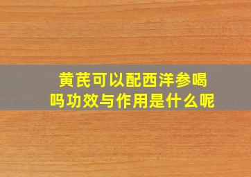 黄芪可以配西洋参喝吗功效与作用是什么呢