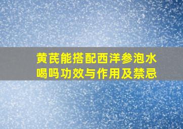 黄芪能搭配西洋参泡水喝吗功效与作用及禁忌