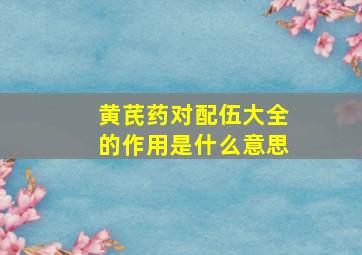 黄芪药对配伍大全的作用是什么意思