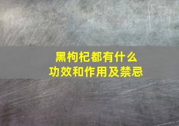 黑枸杞都有什么功效和作用及禁忌