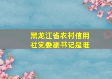 黑龙江省农村信用社党委副书记是谁